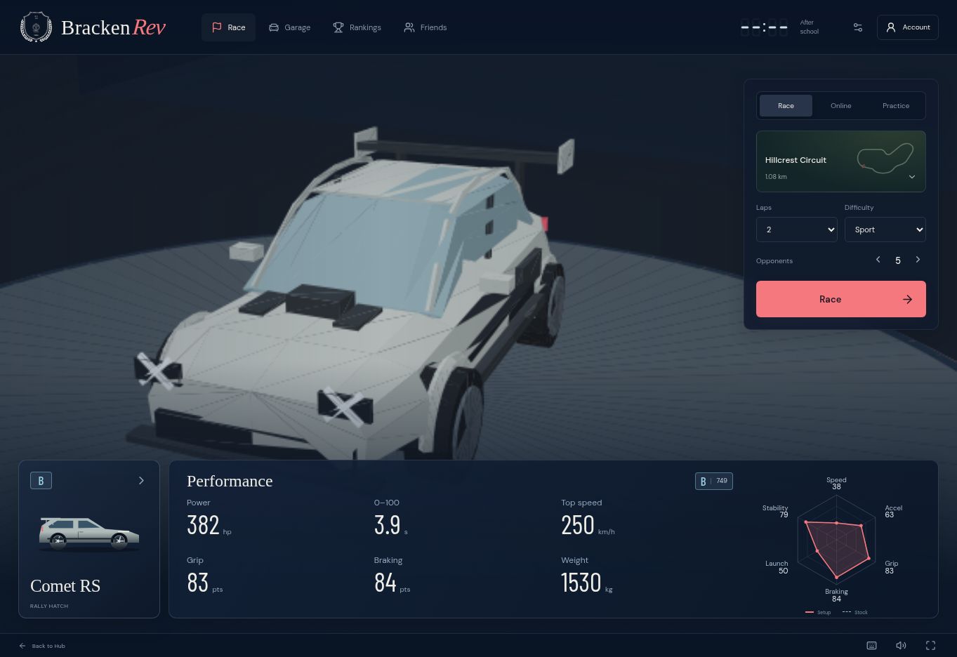 BrackenRev race setup interface